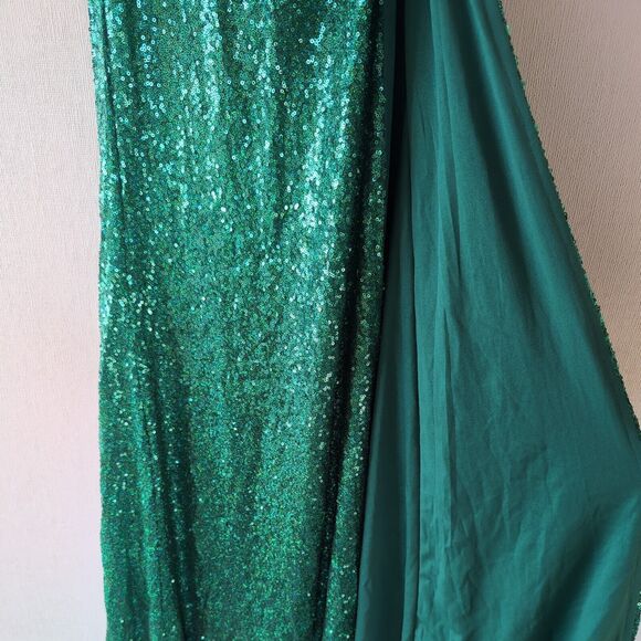 Sequin Maxi Dress Sz M Green Romantic Elegant Evening Gown Cruise Wedding Hoco - Picture 7 of 16
